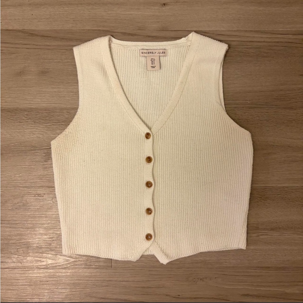 Sincerely Jules Cream Ribbed Knit Top